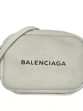 BALENCIAGA Everyday Camera Bag XS 489809 White Leather Shoulder Bag